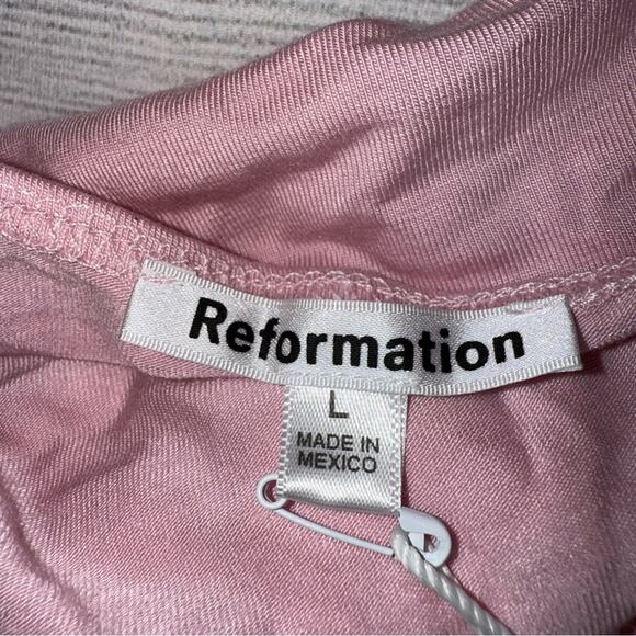 Reformation NWT Adalynn Knit Strapless top with Flower Applique Pink Size Large - Picture 5 of 7